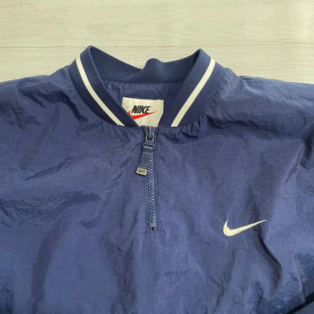 Vintage 90's Nike orange‎ navy Pullover Windbreaker Youth XL